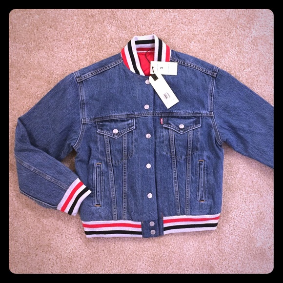 Levi’s Reversible Denim Bomber Varsity Jacket - Picture 5 of 8